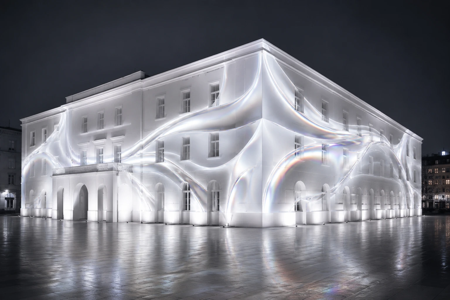 Video mapping on a facade